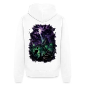 Mystischer Grusel Sumpf – Gothic Horror Schloss - Unisex Premium Bio Zip Hoodie - Weiß - Hinten - Thijin (182cm)