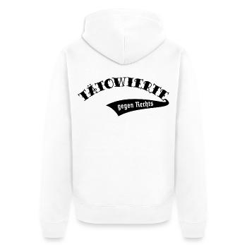 Tätowierte Gegen Rechts (Tattoo Tätowierung / B) - Unisex Premium Bio Zip Hoodie - Weiß - Hinten - Thijin (182cm)
