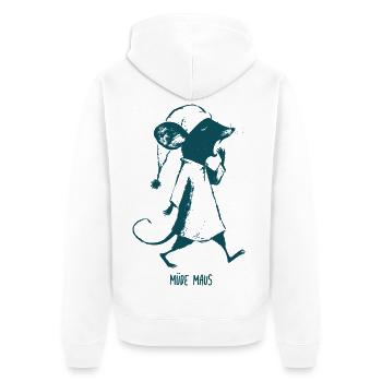 Müde Maus Schlafenszeit  - Unisex Premium Bio Zip Hoodie - Weiß - Hinten - Thijin (182cm)