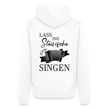 Ziehharmonika Lass Die Singen Steirische - Unisex Premium Bio Zip Hoodie - Weiß - Hinten - Thijin (182cm)