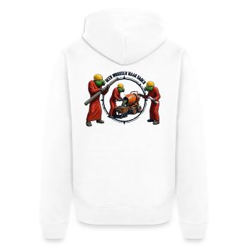 Papageien bauen - Unisex Premium Bio Zip Hoodie - Weiß - Hinten - Thijin (182cm)