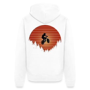 Mountainbike Jump - Unisex Premium Bio Zip Hoodie - Weiß - Hinten - Thijin (182cm)