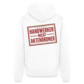Handwerker Spruch nicht Aktenordner Stempel - Unisex Premium Bio Zip Hoodie - Weiß - Hinten - Thijin (182cm)