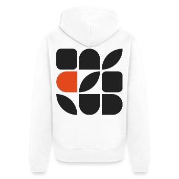 GEFÜGE 01 – Geometrische Formen - Unisex Premium Bio Zip Hoodie - Weiß - Hinten - Thijin (182cm)