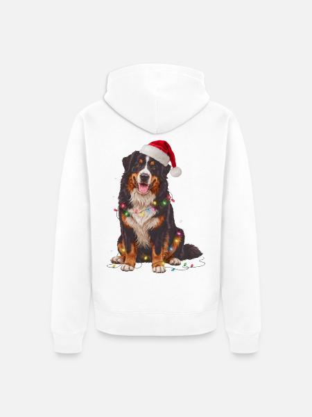 Berner Sennenhund Weihnachten Lichterkette - Unisex Premium Bio Zip Hoodie - Weiß