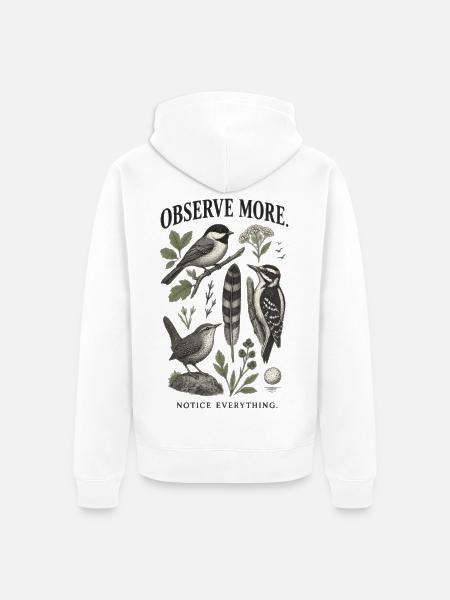 Observe More Notice Everything Garten - Unisex Premium Bio Zip Hoodie - Weiß