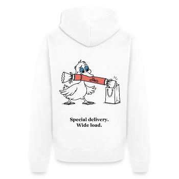 Christmas Duck liefert einen übergroßen Cracker - Unisex Premium Bio Zip Hoodie - Weiß - Hinten - Thijin (182cm)