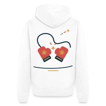 Fäustlinge im Sternentanz – Winterillustration - Unisex Premium Bio Zip Hoodie - Weiß - Hinten - Thijin (182cm)