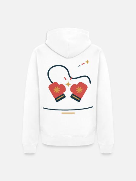 Fäustlinge im Sternentanz – Winterillustration - Unisex Premium Bio Zip Hoodie - Weiß