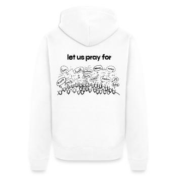 Let us pray for - people praying line art - Unisex Premium Bio Zip Hoodie - Weiß - Hinten - Thijin (182cm)