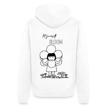 Let yourself BLOOM - Unisex Premium Bio Zip Hoodie - Weiß - Hinten - Thijin (182cm)