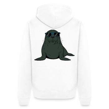 Robbe Seehund Robben Seehunde Geschenk Weihnachten - Unisex Premium Bio Zip Hoodie - Weiß - Hinten - Thijin (182cm)