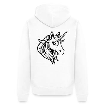 Einhorngesicht - Unisex Premium Bio Zip Hoodie - Weiß - Hinten - Thijin (182cm)