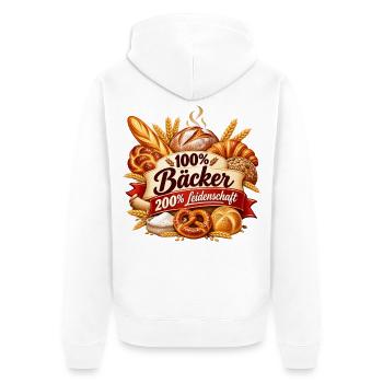 Bäcker – Leidenschaft pur - Unisex Premium Bio Zip Hoodie - Weiß - Hinten - Thijin (182cm)