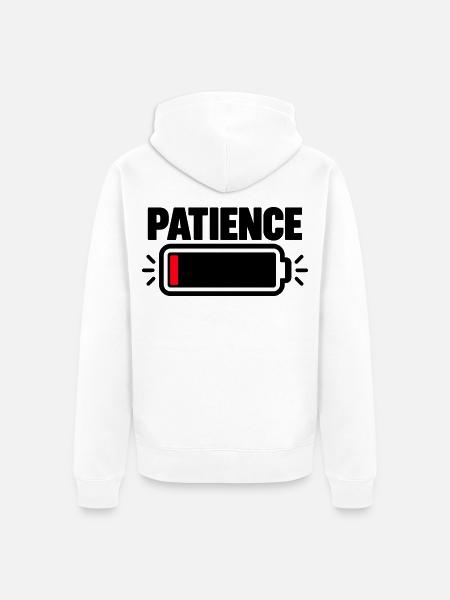 PATIENCE Akku Fast Leer - Unisex Premium Bio Zip Hoodie - Weiß