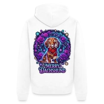 Winterdackel Rosenzauber - Unisex Premium Bio Zip Hoodie - Weiß - Hinten - Thijin (182cm)