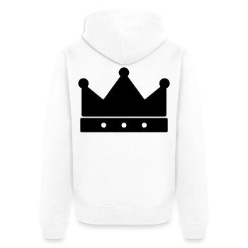 Krone - schlicht - Unisex Premium Bio Zip Hoodie - Weiß - Hinten - Thijin (182cm)