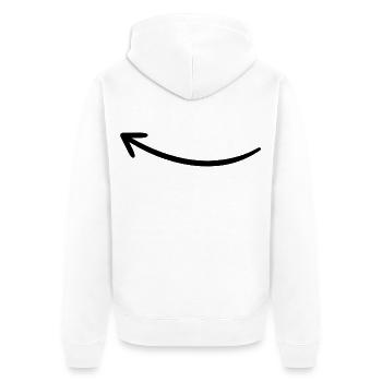 Pfeil nach links - geschwungen, handgezeichnet - Unisex Premium Bio Zip Hoodie - Weiß - Hinten - Thijin (182cm)