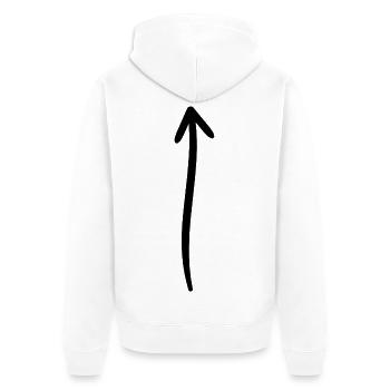 Pfeil nach oben - handgezeichnet - Unisex Premium Bio Zip Hoodie - Weiß - Hinten - Thijin (182cm)