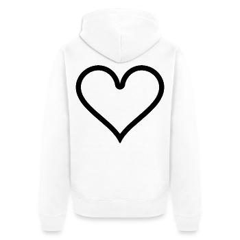 Herz Umriss - schlicht - Unisex Premium Bio Zip Hoodie - Weiß - Hinten - Thijin (182cm)