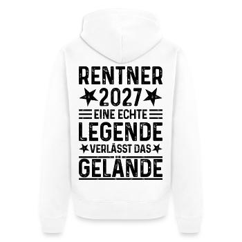 Rentner 2027 Eine Legende verlässt das Gelände - Unisex Premium Bio Zip Hoodie - Weiß - Hinten - Thijin (182cm)
