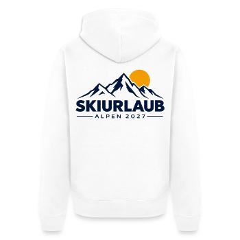 Skiurlaub Alpen 2027 – Skifahren Berge & Winterson - Unisex Premium Bio Zip Hoodie - Weiß - Hinten - Thijin (182cm)