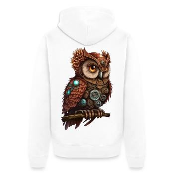 Steampunk Eule Steam Punk Eule Vogel Vintage - Unisex Premium Bio Zip Hoodie - Weiß - Hinten - Thijin (182cm)