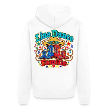 Line Dance Familie - Unisex Premium Bio Zip Hoodie - Weiß - Hinten - Thijin (182cm)