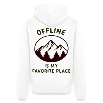 Offline ist mein Lieblingsort - Unisex Premium Bio Zip Hoodie - Weiß - Hinten - Thijin (182cm)