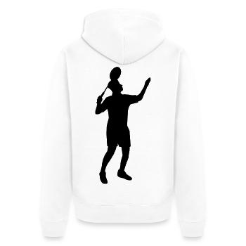 Badminton Spieler Silhouette - Unisex Premium Bio Zip Hoodie - Weiß - Hinten - Thijin (182cm)