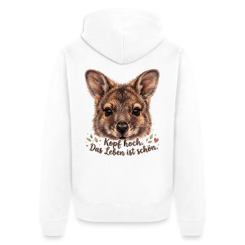 Kopf hoch: Das Leben ist schön - Unisex Premium Bio Zip Hoodie - Weiß - Hinten - Thijin (182cm)