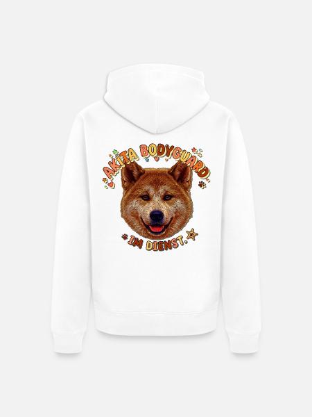 Akita Bodyguard Im Dienst - Unisex Premium Bio Zip Hoodie - Weiß