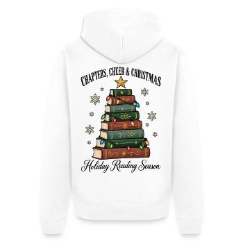 Chapters Cheer & Christmas – Bücher Weihnachten - Unisex Premium Bio Zip Hoodie - Weiß - Hinten - Thijin (182cm)