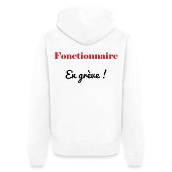 BEAMTER. STREIK. DEMONSTRATION. ARBEIT - Unisex Premium Bio Zip Hoodie - Weiß - Hinten - Thijin (182cm)