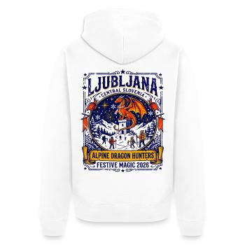Ljubljana Slovenia Alpine Dragon Hunters Festive - Unisex Premium Bio Zip Hoodie - Weiß - Hinten - Thijin (182cm)