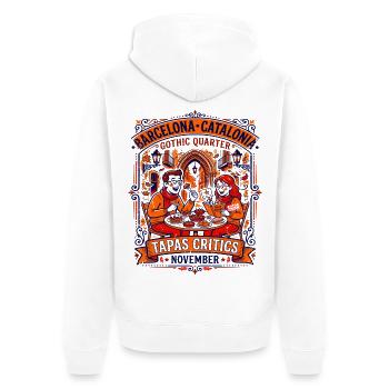 Barcelona Catalonia Gothic Quarter Tapas Critics - Unisex Premium Bio Zip Hoodie - Weiß - Hinten - Thijin (182cm)