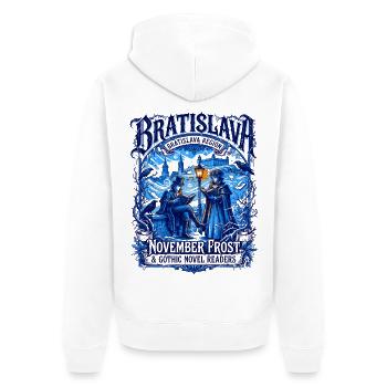 Bratislava November Frost Gothic Novel Readers - Unisex Premium Bio Zip Hoodie - Weiß - Hinten - Thijin (182cm)