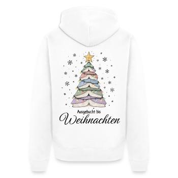 Bücher Weihnachtsbaum Ausgebucht bis Weihnachten - Unisex Premium Bio Zip Hoodie - Weiß - Hinten - Thijin (182cm)