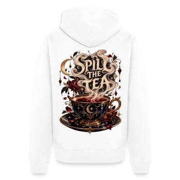 Spill the Tea – Magische Teetasse - Unisex Premium Bio Zip Hoodie - Weiß - Hinten - Thijin (182cm)