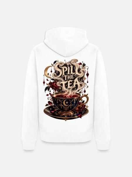 Spill the Tea – Magische Teetasse - Unisex Premium Bio Zip Hoodie - Weiß