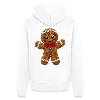 Lebkuchen Weihnachten Häkeloptik süßes Plätzchen - Unisex Premium Bio Zip Hoodie - Weiß - Hinten - Thijin (182cm)