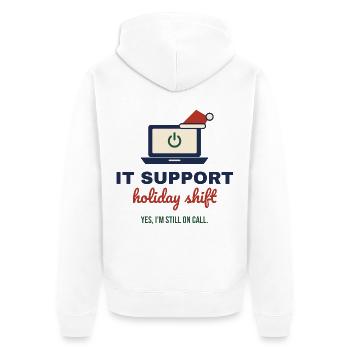 IT Support Holiday Shift – Admin an Weihnachten - Unisex Premium Bio Zip Hoodie - Weiß - Hinten - Thijin (182cm)