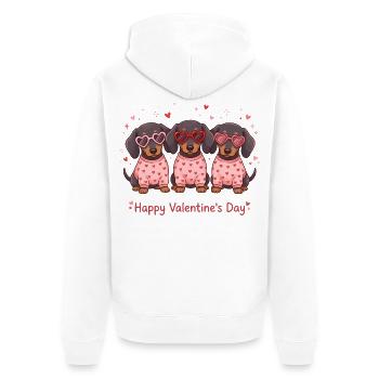 Süße Dackelwelpen – frohes Valentinstags-Tee - Unisex Premium Bio Zip Hoodie - Weiß - Hinten - Thijin (182cm)
