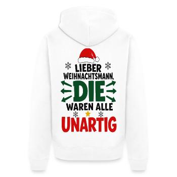 Die waren alle unartig – Weihnachten - Unisex Premium Bio Zip Hoodie - Weiß - Hinten - Thijin (182cm)