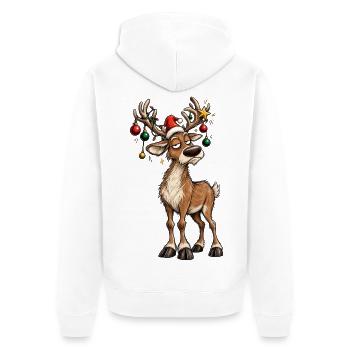 Blasé-Weihnachts-Rentiere – Kugeln und Girlanden - Unisex Premium Bio Zip Hoodie - Weiß - Hinten - Thijin (182cm)