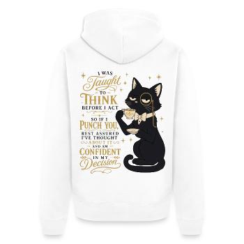  Think Before I Act Punch You Sarkasmus Humor - Unisex Premium Bio Zip Hoodie - Weiß - Hinten - Thijin (182cm)