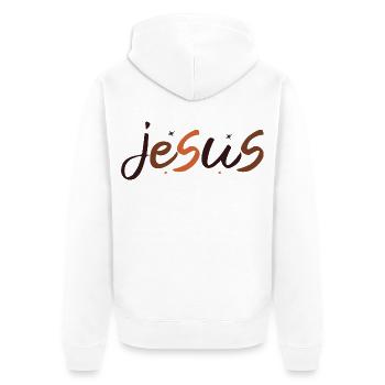 Jesus - Unisex Premium Bio Zip Hoodie - Weiß - Hinten - Thijin (182cm)