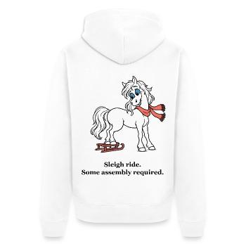 Weihnachtspferd testet einen sehr kleinen Schlitten - Unisex Premium Bio Zip Hoodie - Weiß - Hinten - Thijin (182cm)