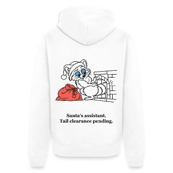 Santa Raccoon überprüft die Schornsteinfreigabe - Unisex Premium Bio Zip Hoodie - Weiß - Hinten - Thijin (182cm)