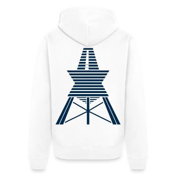 Løkken – Seezeichen als maritimes Symbol - Unisex Premium Bio Zip Hoodie - Weiß - Hinten - Thijin (182cm)